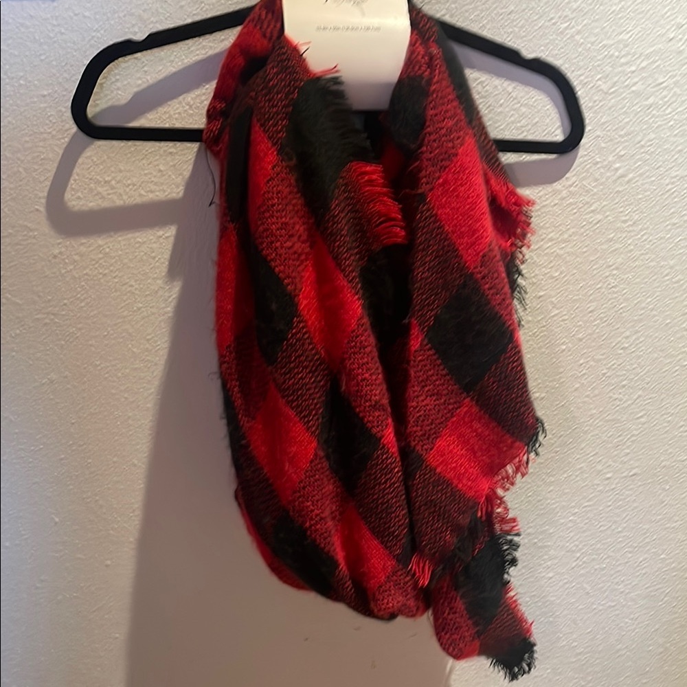 Red and Black Plaid Infinity Scarf